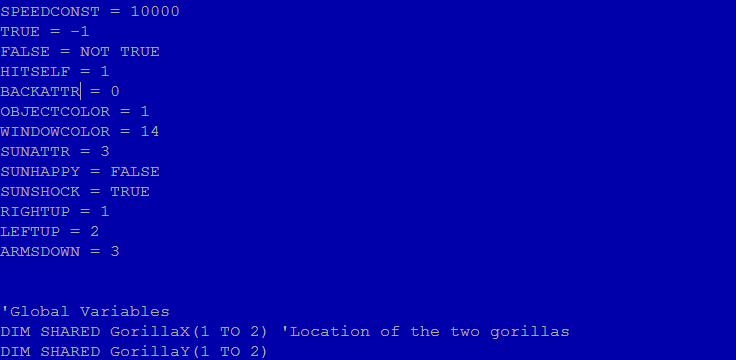 Over Nine Thousand. Screenshot taken from qb64, a modern version of qBasic.