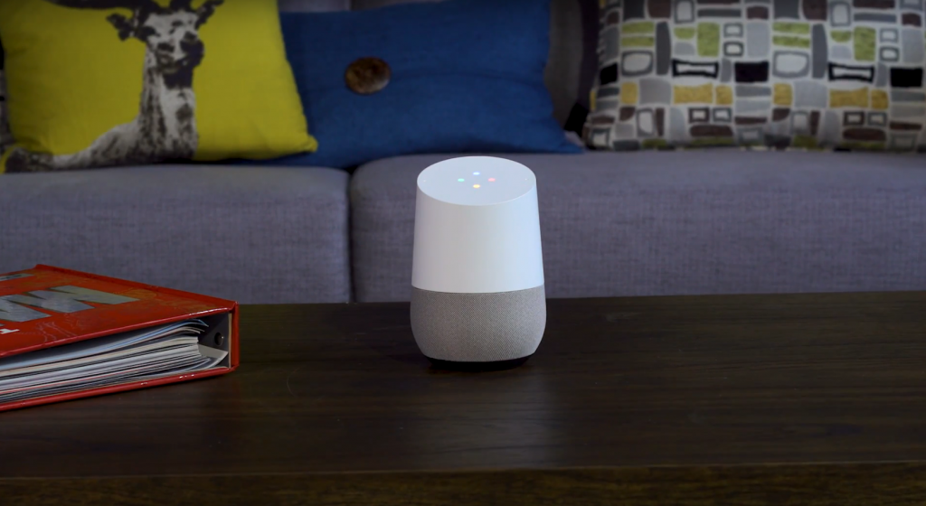 Google Home is a voice controller used as a hub for the Smart Home.