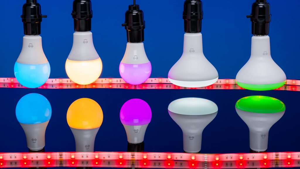 The smart lighting solutions from Geeni use Wi-Fi connectivity to control brightness, on/off functions, scheduling, remote control, and grouping multiple together for control via Amazon Alexa, Google Home, or Microsoft Cortana.