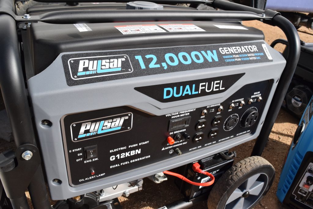 Large portable generators like the Pulsar 12,000W dual-fuel unit provide maximum power for large RVs or whole-home power. 