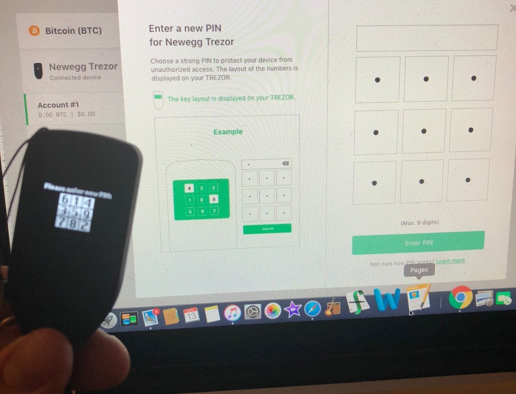 The Trezor cryptocurrency wallet setup process is simple with the computer app, but helps provide secure PIN assignment and device confirmation.