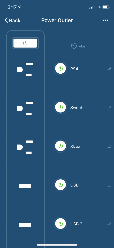Using the LITEdge app, you can assign names to your devices and to each individual outlet of the power strip.