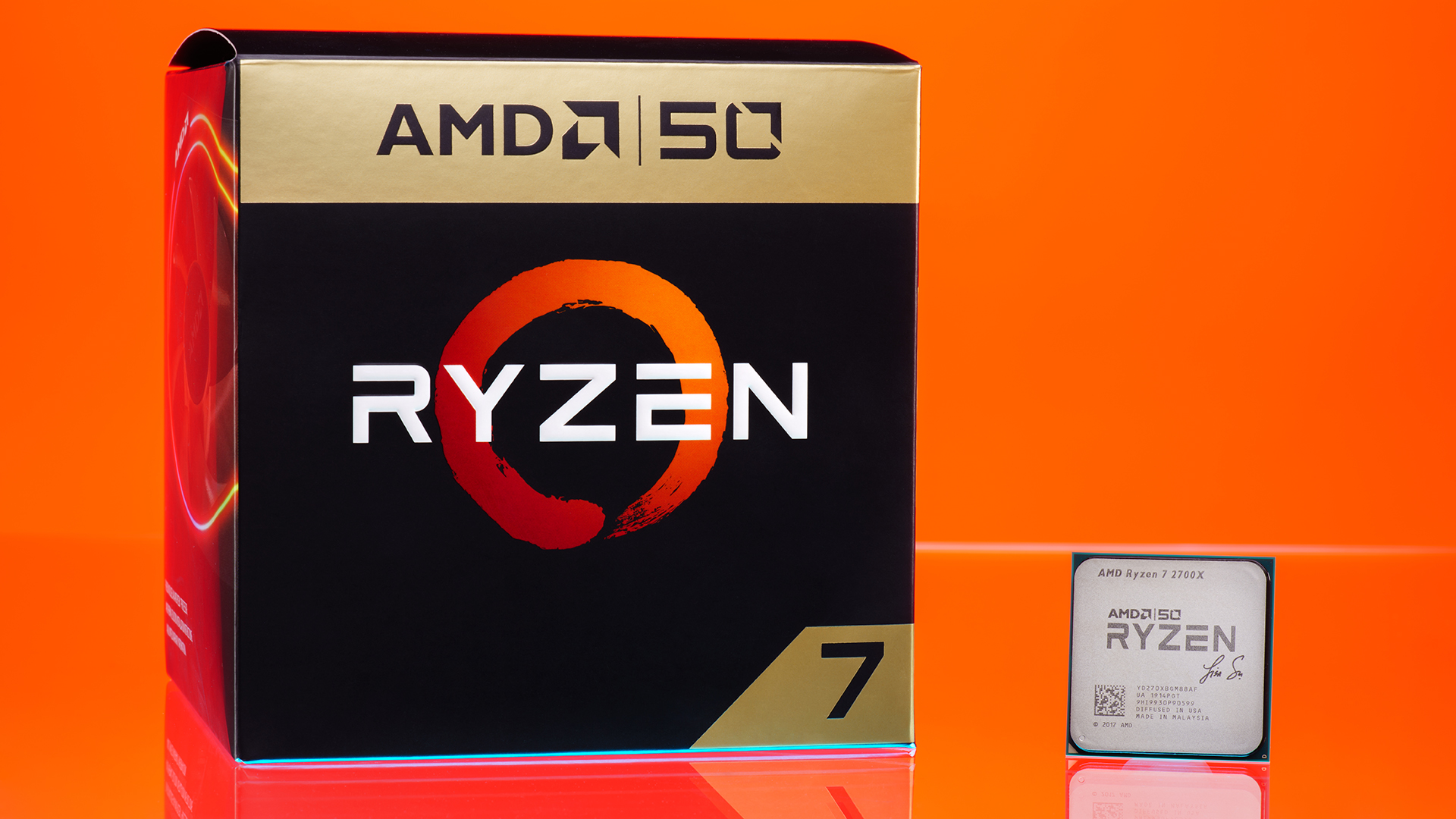 AMD Ryzen 7 2700X 50th Anniversary CPU with laser etched signature of Lisa Su