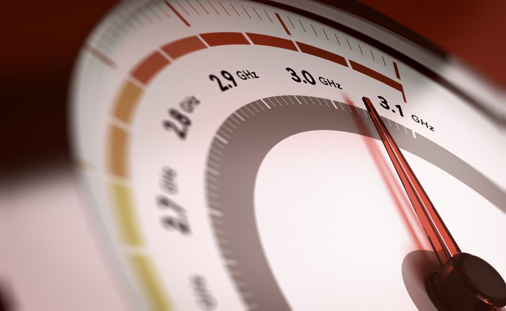 Speedometer with Marking in GHz and the Needle in Between 3.0GHz and 3.1GHz
