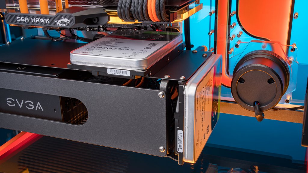 Hard drive and PSU setup in the Legendary Gaming PC