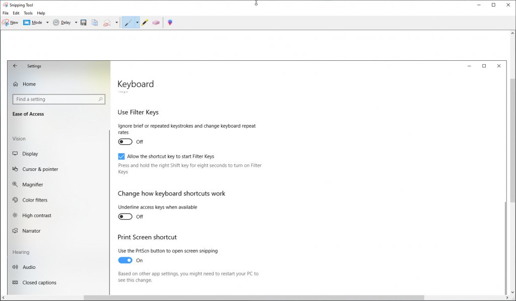Windows 10 Snipping Tool Interface