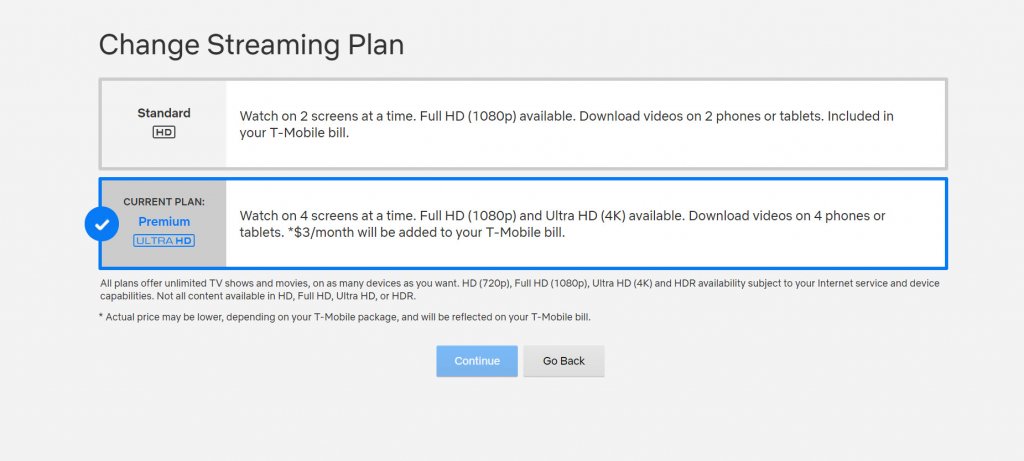 Changing Netflix Streaming Plan for 4K video media on a Windows 10 PC