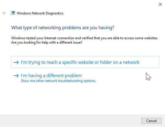 Network Diagnostics page