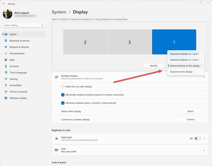 Extended desktop instruction