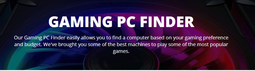 Gaming PC finder banner