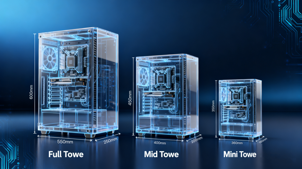Dimension Diagrams for Three Different Models of Computer Cases