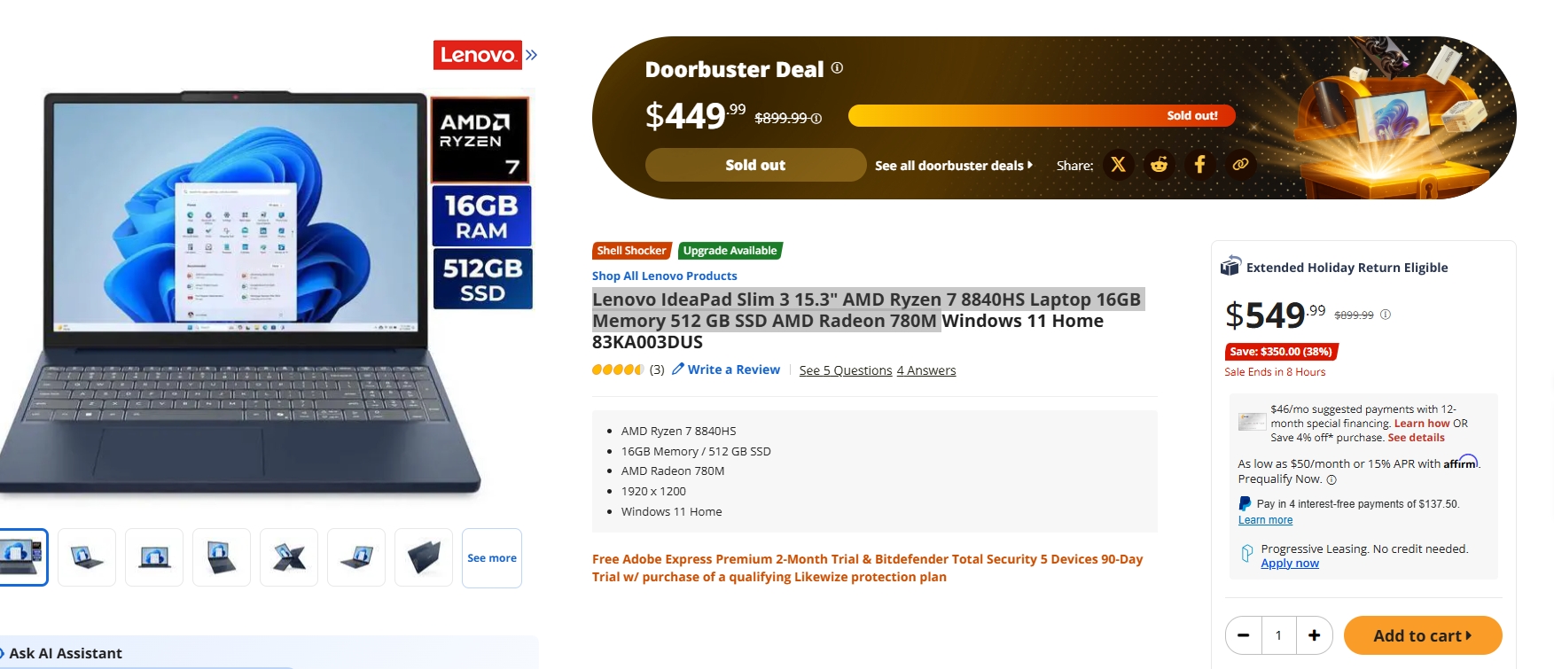 Lenovo IdeaPad Slim 3 - Black Friday