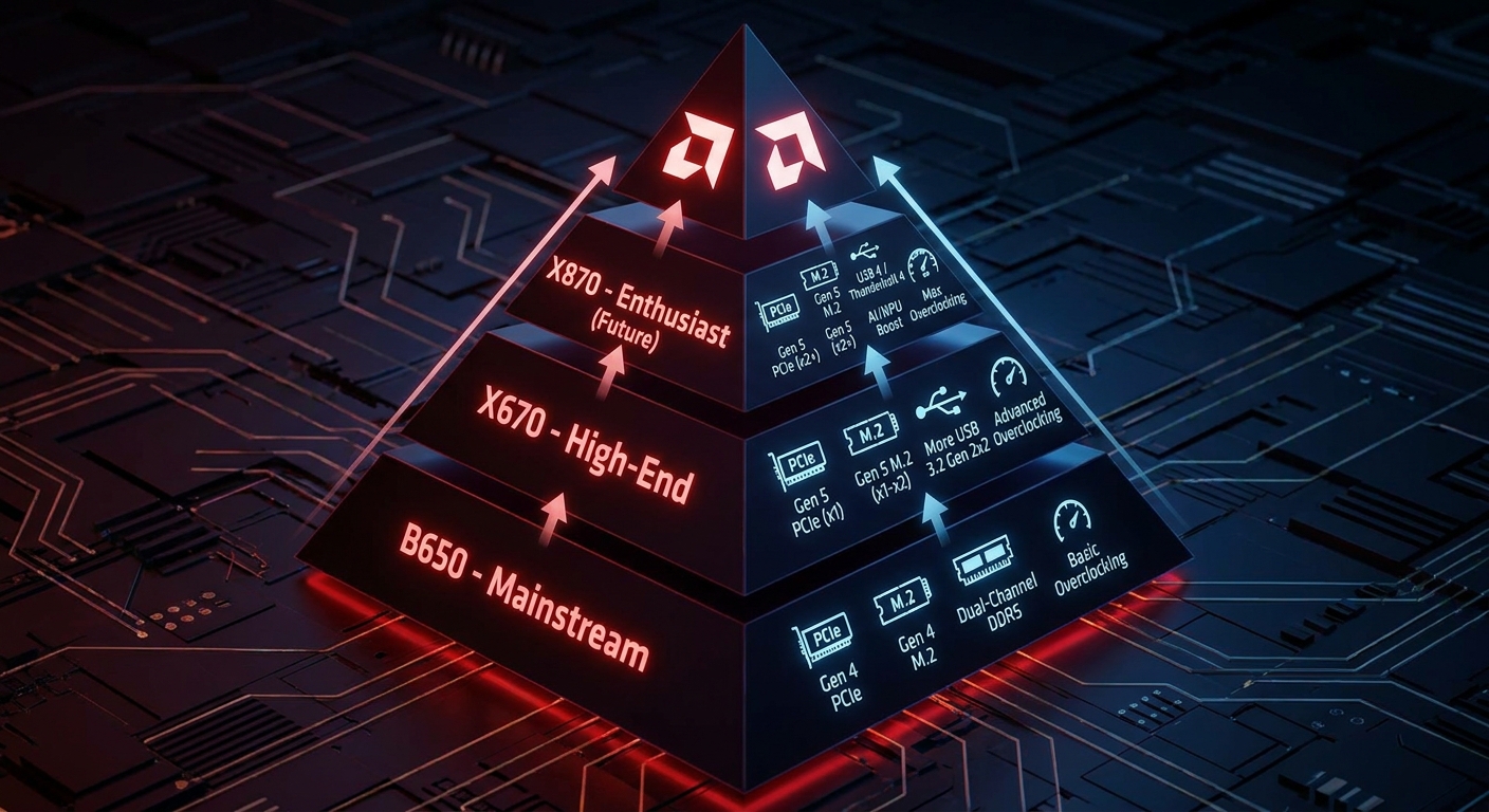 AMD AM5 motherboard chipset comparison B650 vs X670 vs X870