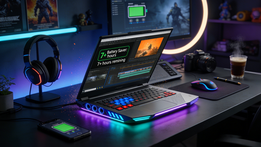 High-Performance Gaming Laptop in Action (Creative Workspace)