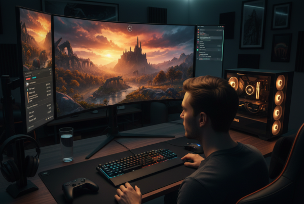 Gamer Immersed in Crimson Desert on a Tuned Gaming Desktop