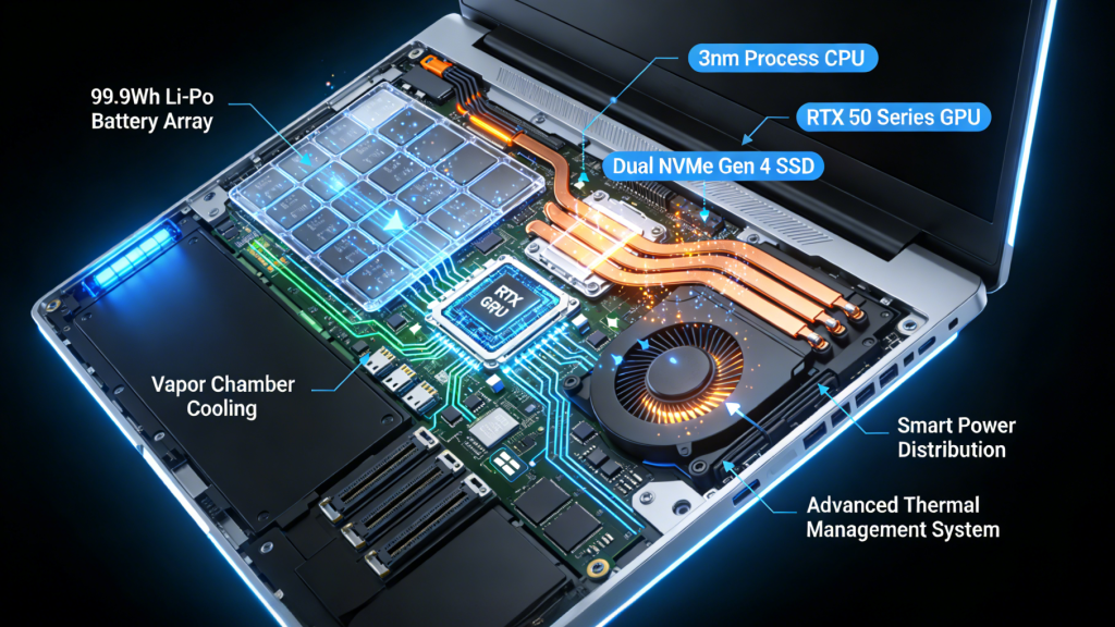 Technical Cutaway - Gaming Laptop Internal Architecture
