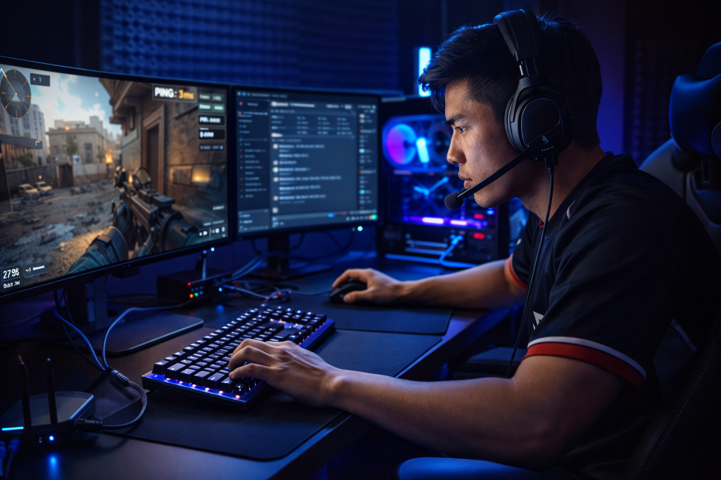  Active Gaming Scene - Competitive Player in Intense Match