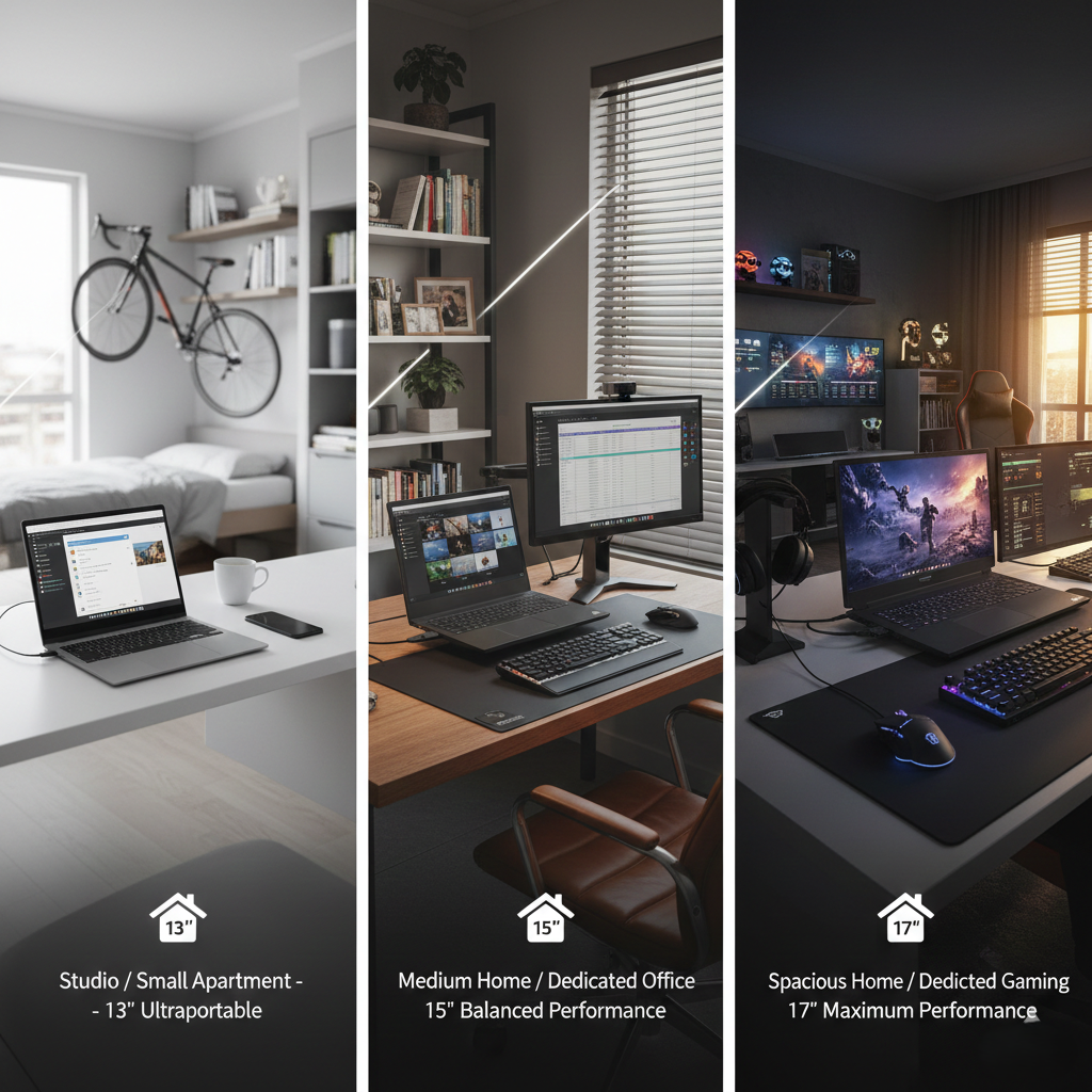 Comparison Lifestyle Showcase - Three Homes, Three Laptop Sizes