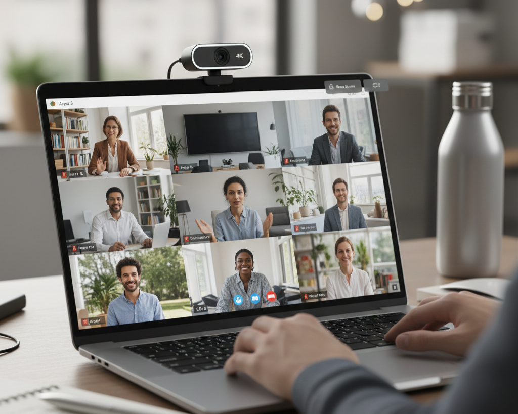 Video Conference Excellence - Close-Up of Laptop with Active Meeting