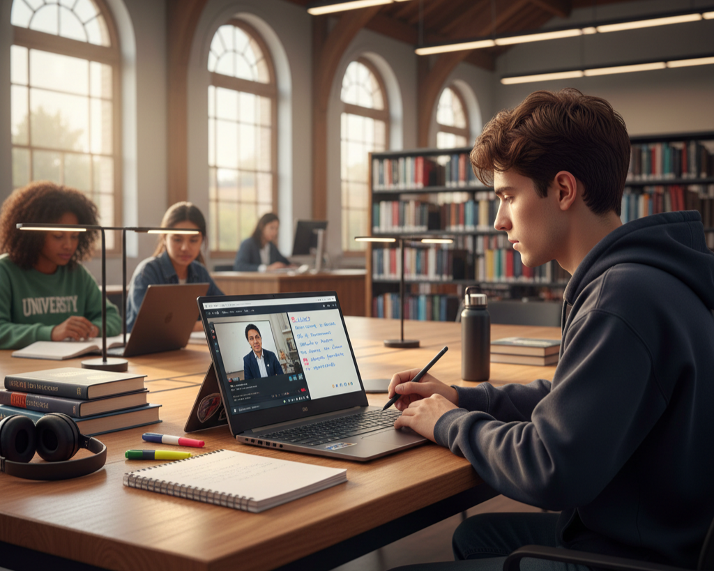 Student Learning Environment - University Library Study Scene