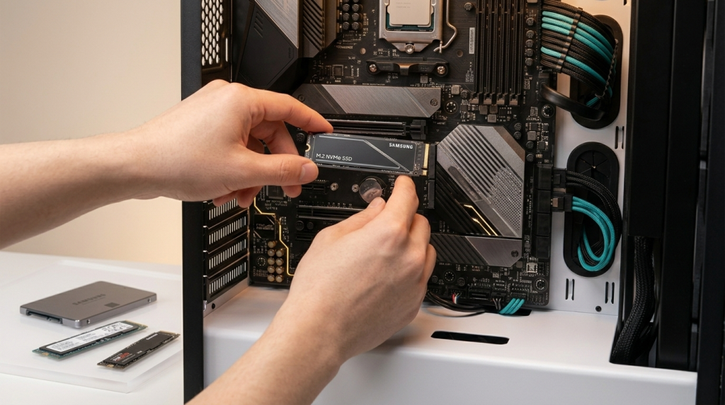 Internal SSD Installation Scene