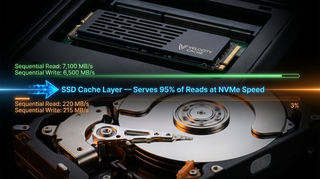 SSD Cache and Mechanical HDD Hybrid Speed Visualization