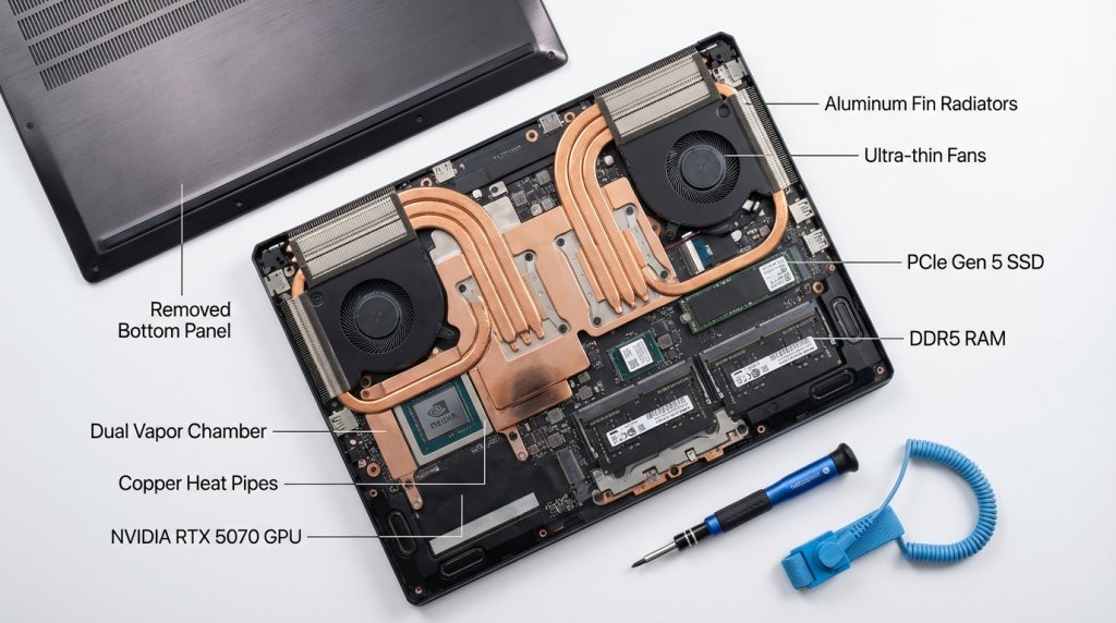 Gaming Laptop Disassembly Showing Thermal Architecture