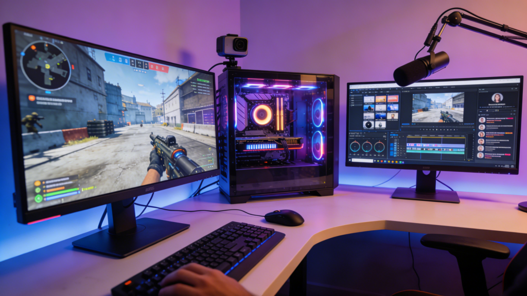 Content Creator Choosing Components: Newegg Browsing Scene