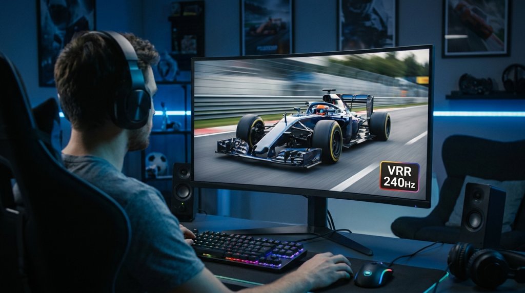 Gaming Setup with VRR Monitor in Action