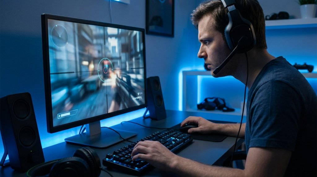 Competitive Gamer Using Fast IPS Monitor