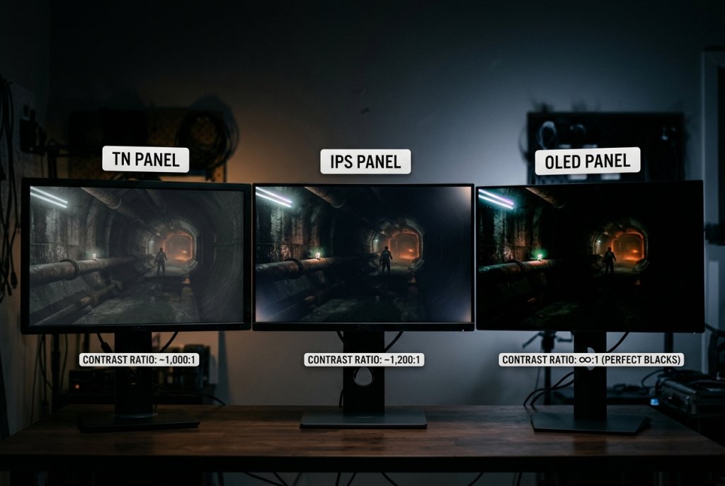 OLED vs IPS vs TN Contrast Panel