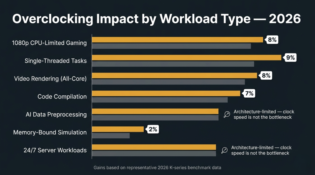 Overclocking gains vary by workload