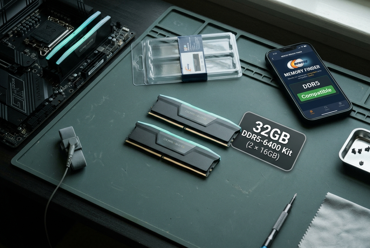 DDR5 memory kit upgrade flat-lay