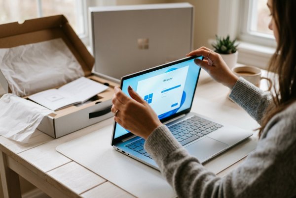 Unboxed Laptop First Boot