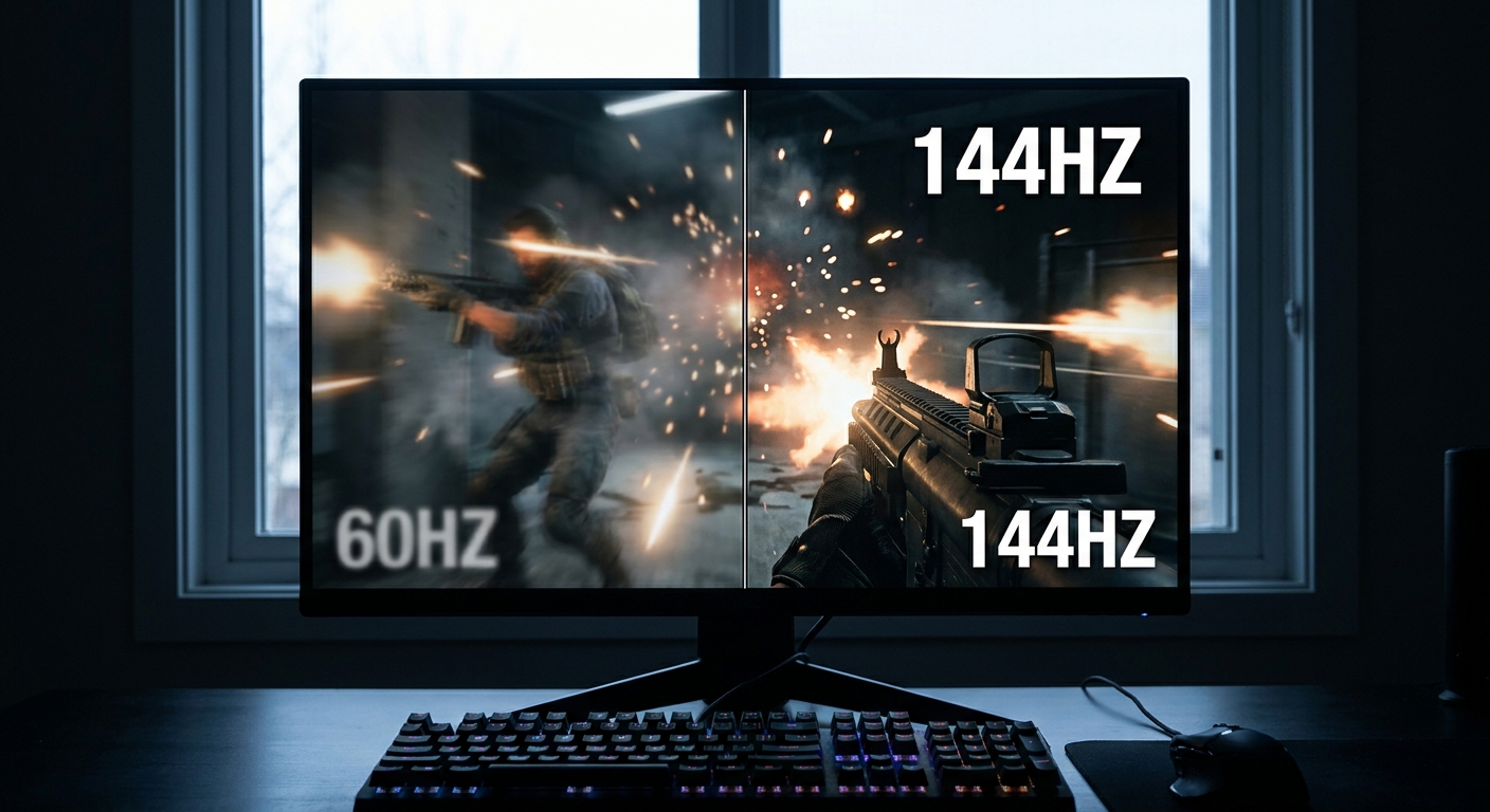 60Hz Vs 144Hz Gaming Monitor Does Refresh Rate Matter Article2 03 Gaming Action Split 