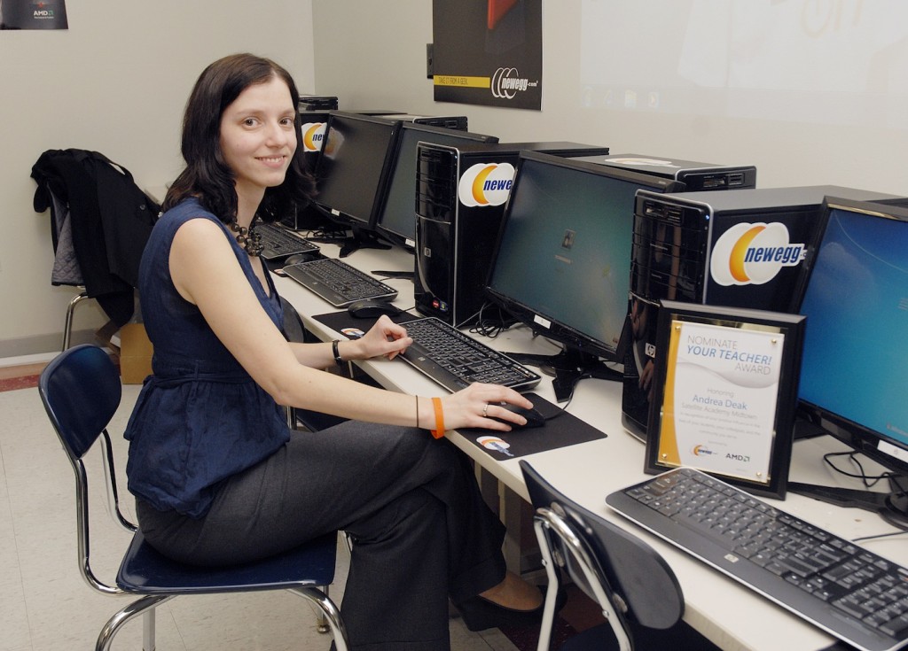 Andrea Deak at one of the new PCs