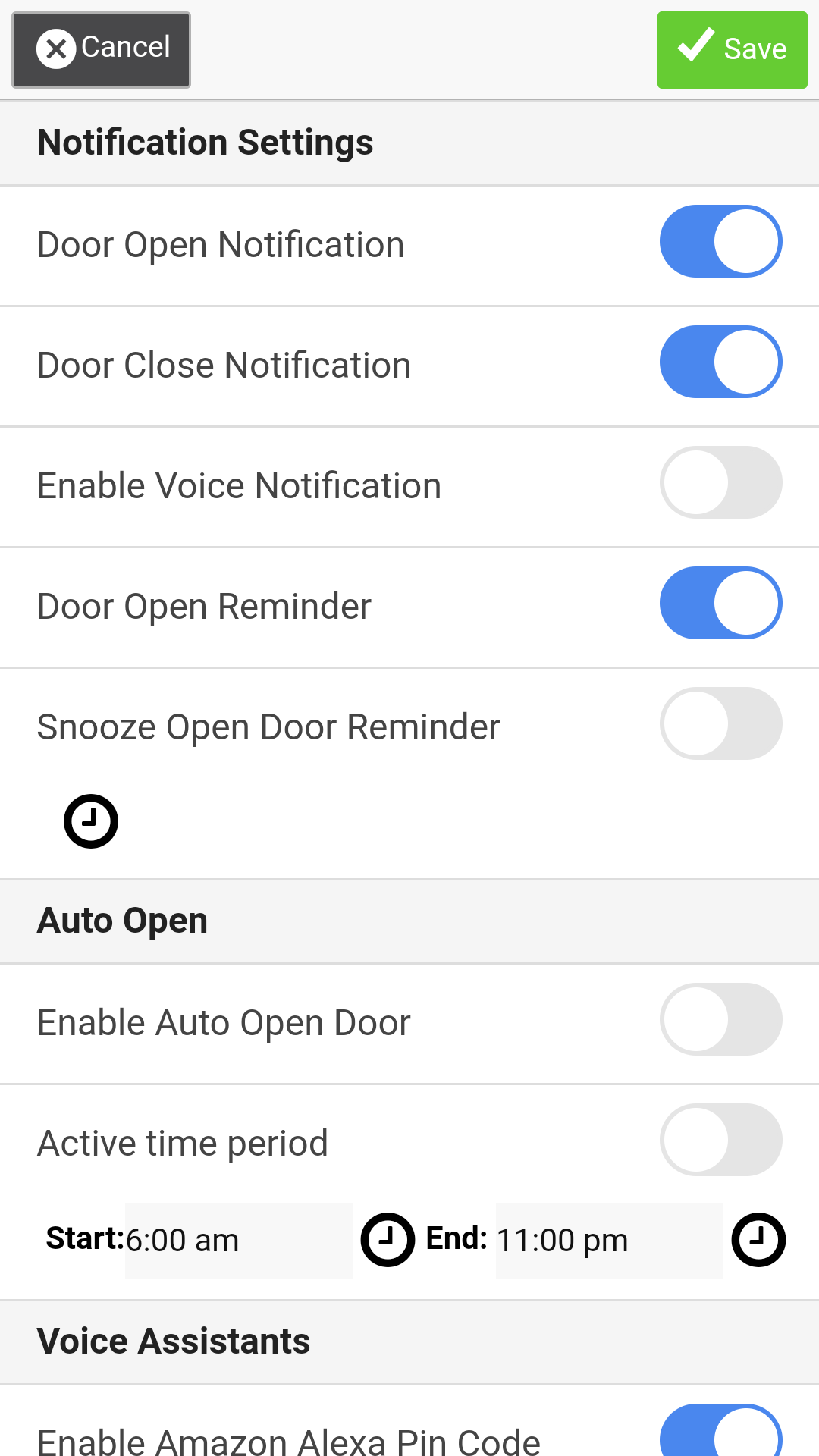 Remote settings, alert push notifications, user settings, and more are all controlled via the Nexx Garage smart door app.
