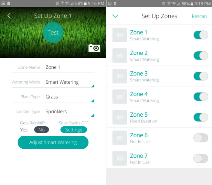 smart watering zones