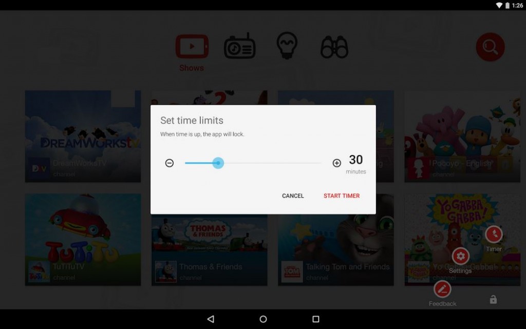Parents have full control of the YouTube Kids app.
